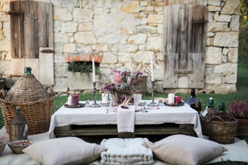 Wedding table in countryside