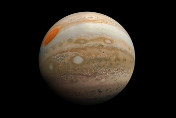 Planet Jupiter, with a big spot, on a dark background Elements of this image were furnished by NASA
