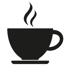 Black hot coffee or tea icon isolated on white background