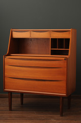  cabinet, escritoire, secretary, davenport, teak wood, vintage