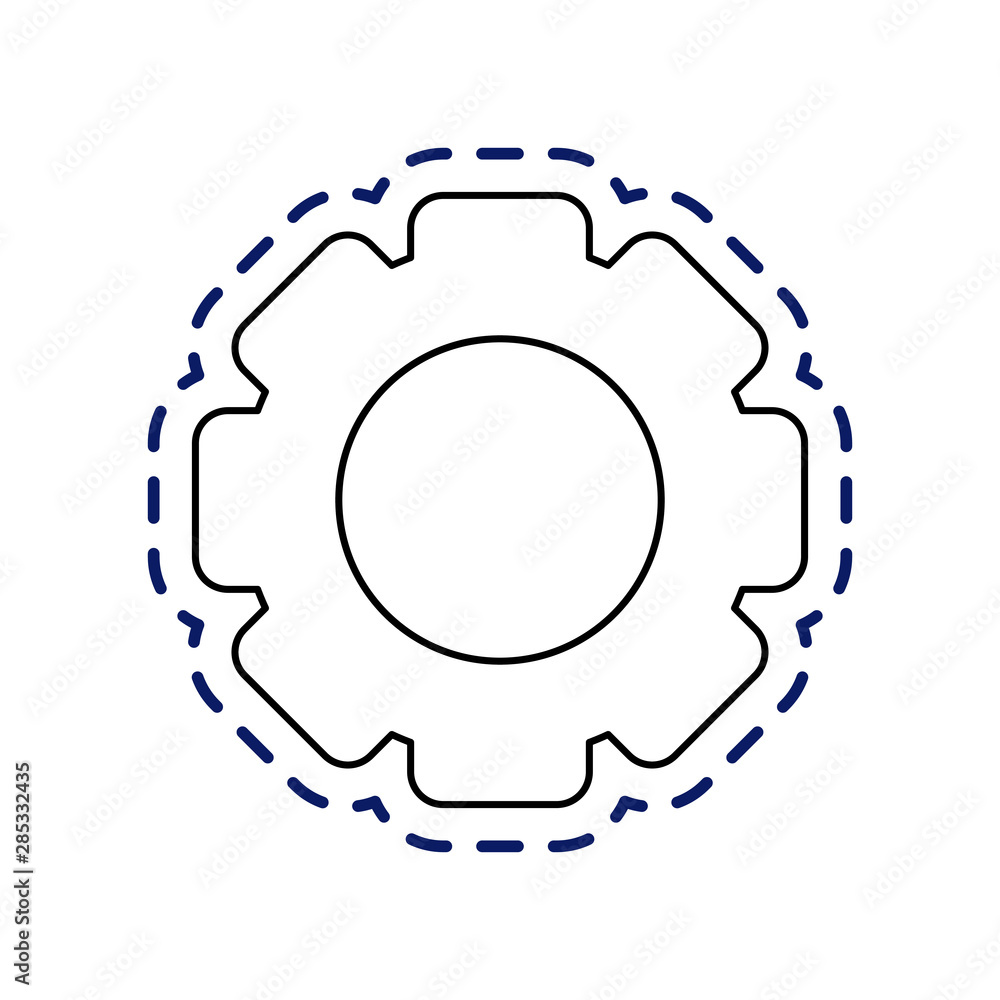 Poster patch of gear pinion machine isolated icon