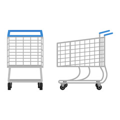 Shopping trolley icons in flat style, shopping cart front and side view vector illustration on white background