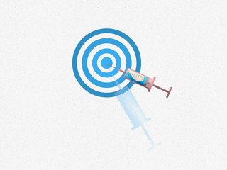 Illustration of centered target syringe illustrating the importance of the vaccine in children