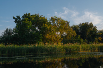 Obraz premium Landscape of nature series. Sunset time on the river.