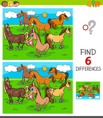 differences game with horses animal characters