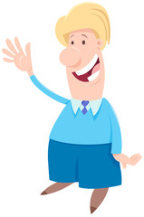 man waving his hand cartoon illustration