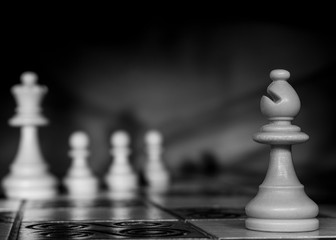 Scacchi fotografati su una scacchiera