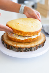 putting layer on top of cake
