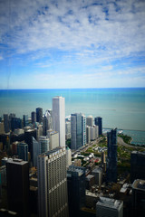 Fototapeta premium The view from the tall buildings of Chicago On summer holidays.