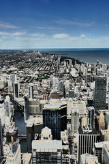 The view from the tall buildings of Chicago On summer holidays.