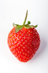 beautiful and ripe red strawberries on a white background