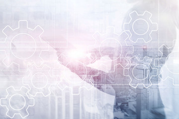 Gears mechanism, digital transformation, data integration and digital technology concept