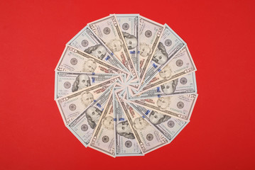 Mandala kaleidoscope from money. Abstract money background raster pattern repeat mandala circle.