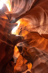 Red and orange textures in the Upper Antelope Canyon in the town of Page, Arizona. United States,...