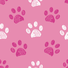 Seamless pattern for textile design. Pink paw print pattern background © Gulsen Gunel