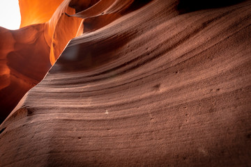 The great beauty of the texture in the Upper Antelope canyon in the town of Page, Arizona. United States