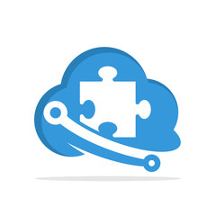 Illustrated icons with the concept of cloud computing technology solutions