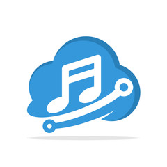 Illustrated icons with the concept of music media with a cloud computing system.