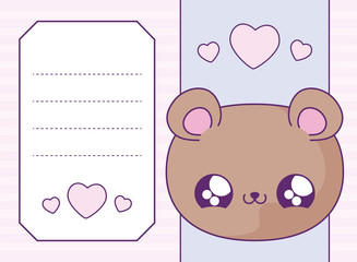 cute bear baby in card kawaii style