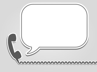 Retro phone receiver with speech bubble. Message concept. Copy space, marketing. Announcement, notification, information, space for text, advertisement. Vector illustration, flat style.