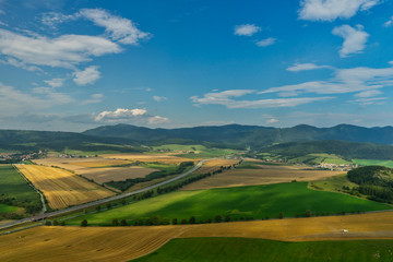 Field with mountains in background
