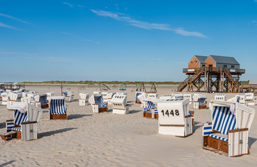 Strandkörbe auf dem Strand von St. Peter-Ording; Nordfriesland; Deutschland