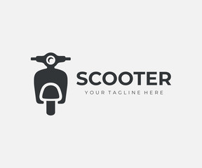Moped scooter logo design. Retro scooter front view vector design. Electric scooter logotype © artsterdam