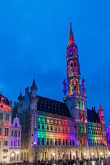 Fototapeta premium Brussels Grand Place by night and its colour show