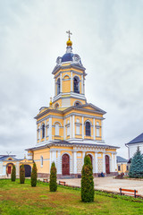 Fototapeta na wymiar Church of the Three Great Saints in the bell tower.Vysotsky Monastery.Serpukhov.Russia