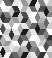 Geometric pattern with grey chaotic rhombus. Seamless tile background, graphic mosaic pattern. Vector illustration