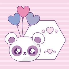 panda bear baby in card kawaii style