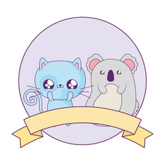 cute cat with koala baby animals kawaii style