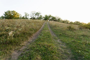 Fototapeta na wymiar Meadow path among the hills