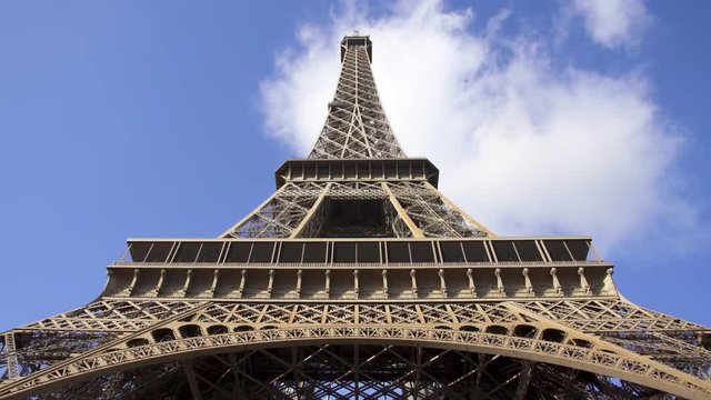 Timelapse below Eiffel tower, Paris France