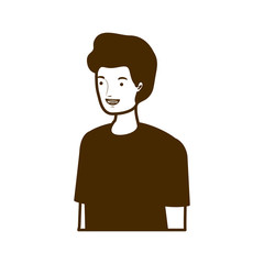 silhouette of young man smiling in white background