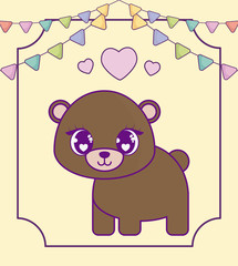 cute bear baby in card kawaii style