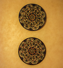 Hand-painted  decorative ceramic plates on the wall