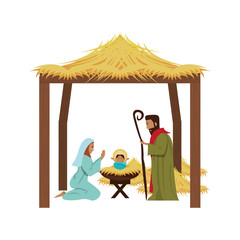Obraz premium merry christmas nativity christian cartoon