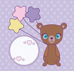 cute bear baby in card kawaii style