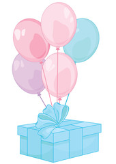 Birthday gift with balloons