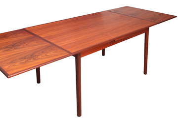 Vintage table, teak wood table, isolated on white