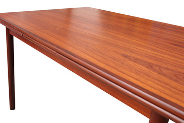 Vintage table, teak wood table, isolated on white