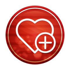 Add favorite heart icon realistic diagonal motion red round button illustration
