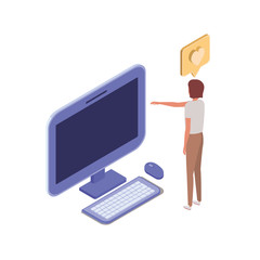 laptop with sheets of paper on white background