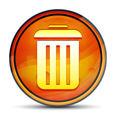 Bin icon shiny bright orange round button illustration
