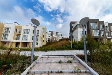 A new residential neighborhood in the city by the sea. New buildings of the residential district.