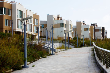 A new residential neighborhood in the city by the sea. New buildings of the residential district.