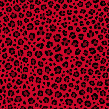 Red Leopard Seamless Pattern. Animal Print