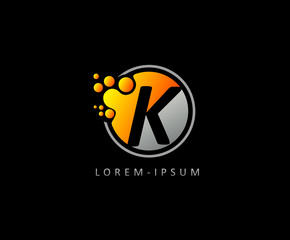 Circle Dotted Lab Letter K Logo Icon. Creative K Icon.