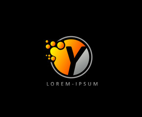 Circle Dotted Lab Letter Y Logo Icon. Creative Y Icon.